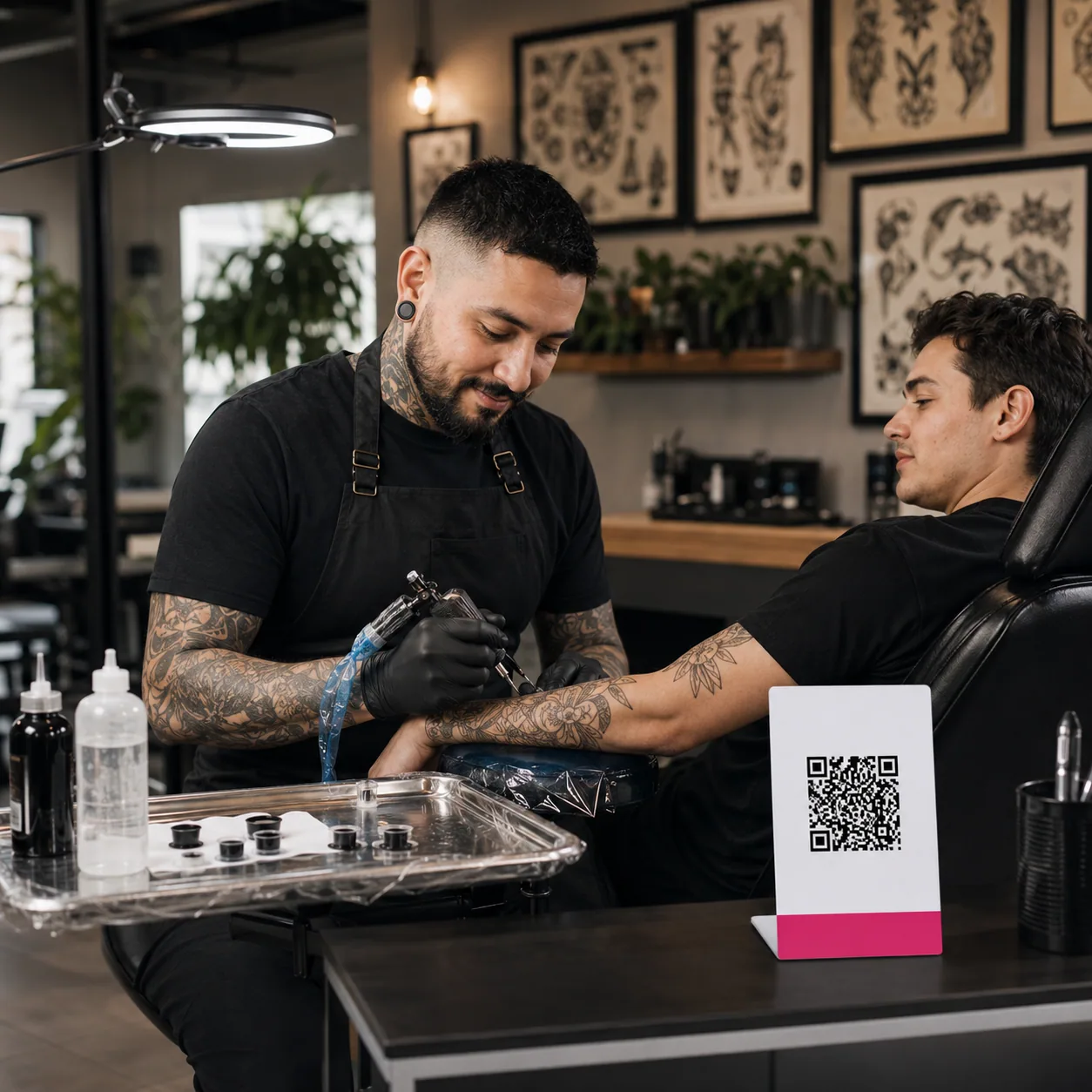 Tattoo artist taking a booking deposit with BriizPay